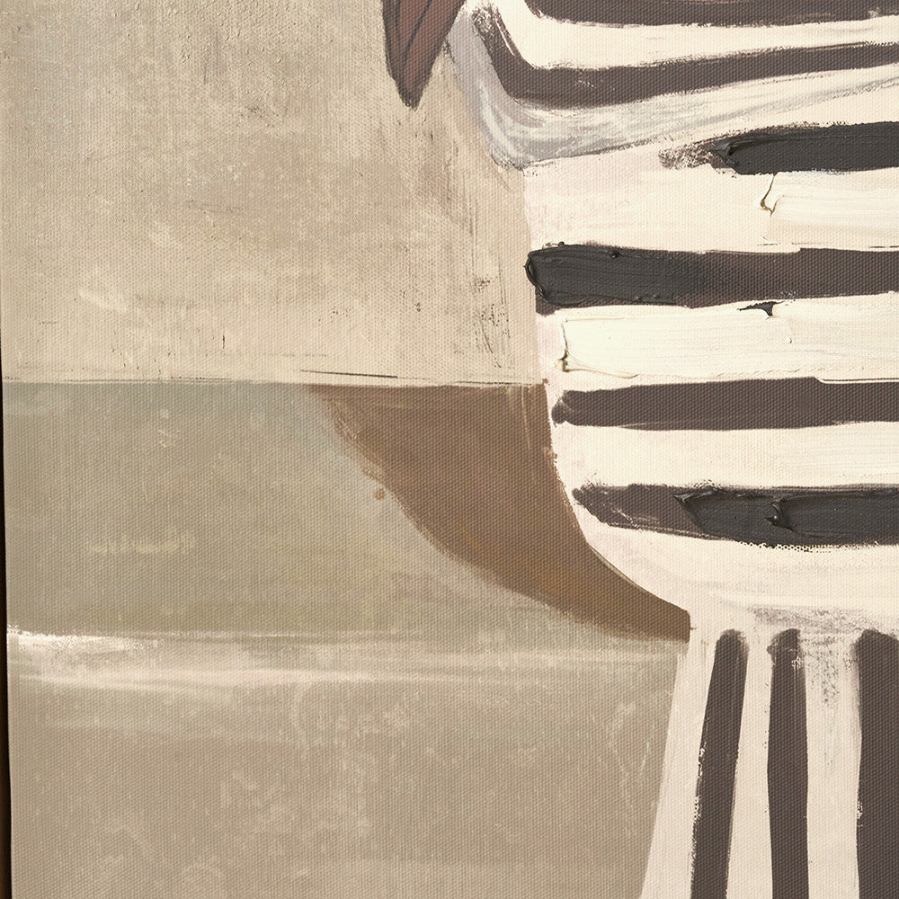 Striped Dress Lady Design Canvas with Natural Frame