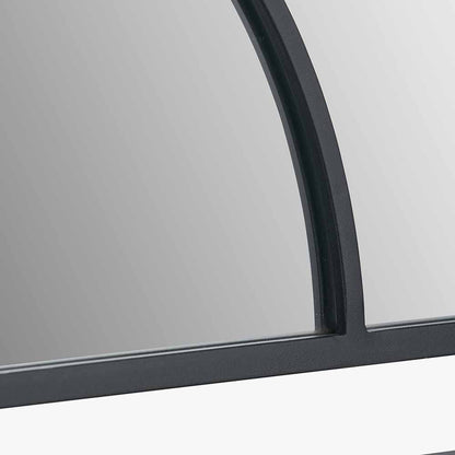 Black Metal 2 Half Moon Section Wall Mirror – 92cm Modern Round Industrial Statement Mirror