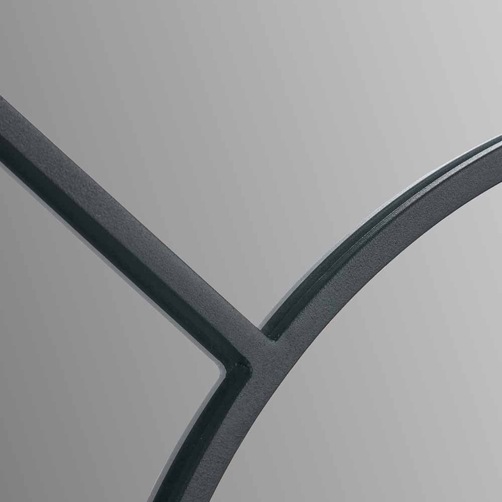 Black Metal 2 Half Moon Section Wall Mirror – 92cm Modern Round Industrial Statement Mirror