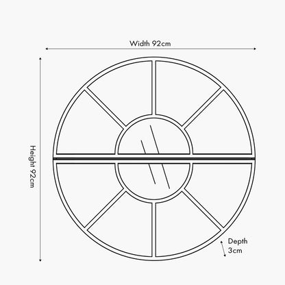 Black Metal 2 Half Moon Section Wall Mirror – 92cm Modern Round Industrial Statement Mirror