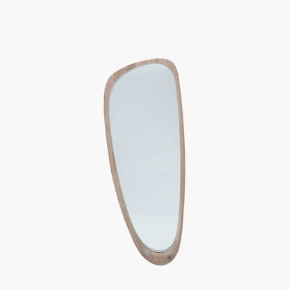 Natural Wood Veneer Teardrop Wall Mirror – Mid-Century Modern Elegance