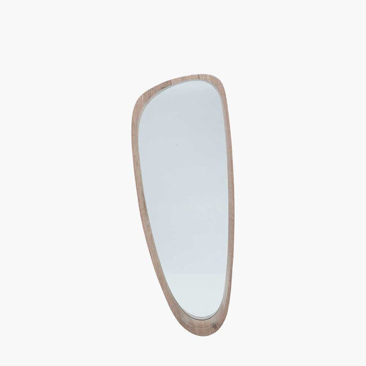 Natural Wood Veneer Teardrop Wall Mirror – Mid-Century Modern Elegance