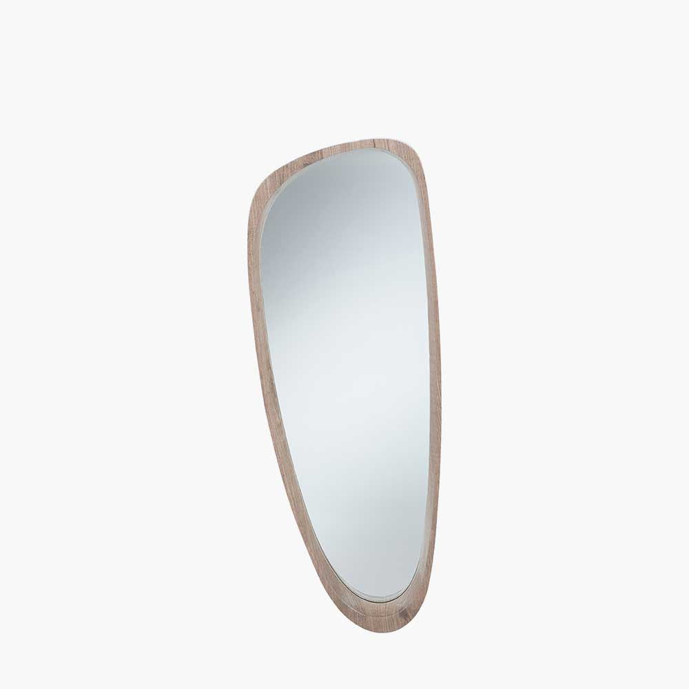 Natural Wood Veneer Teardrop Wall Mirror – Mid-Century Modern Elegance
