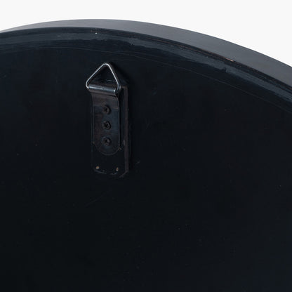 Black Wood Veneer and Foxed Glass Round Wall Mirror – Contemporary Elegance for Modern Homes