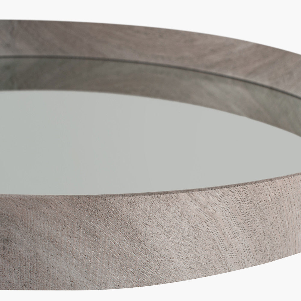 Grey Oak Wood Veneer Frame, adds a natural, modern texture to your space. Contemporary Round Shape. W74xD74xH6cm. Ready to hang and enjoy. Shop online today at www.nobleandnook.co.uk