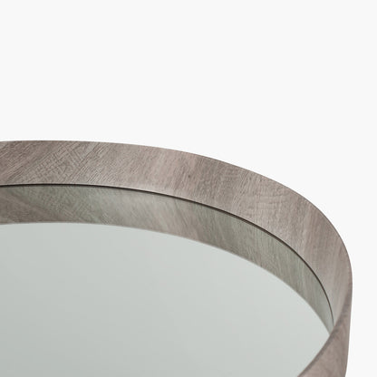Grey Oak Wood Veneer Frame, adds a natural, modern texture to your space. Contemporary Round Shape. W74xD74xH6cm. Ready to hang and enjoy. Shop online today at www.nobleandnook.co.uk