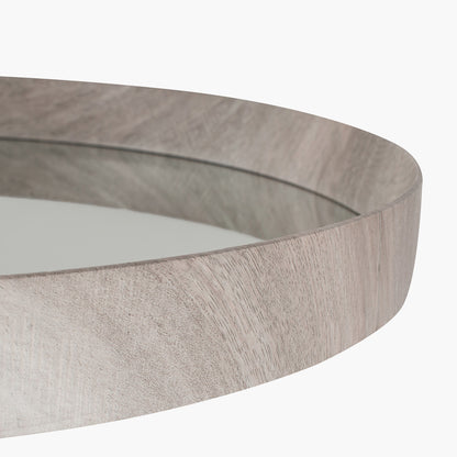 Grey Oak Wood Veneer Frame, adds a natural, modern texture to your space. Contemporary Round Shape. W74xD74xH6cm. Ready to hang and enjoy. Shop online today at www.nobleandnook.co.uk