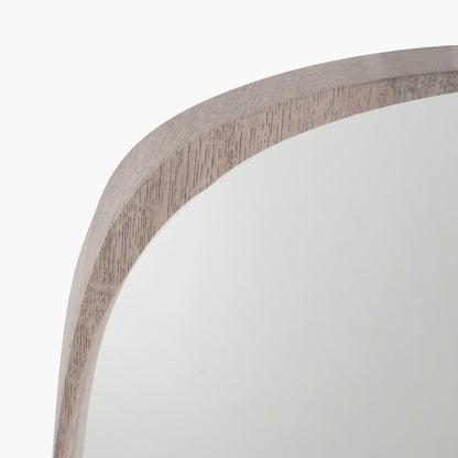 Grey Oak Wood Veneer Teardrop Wall Mirror – Mid-Century Modern Design