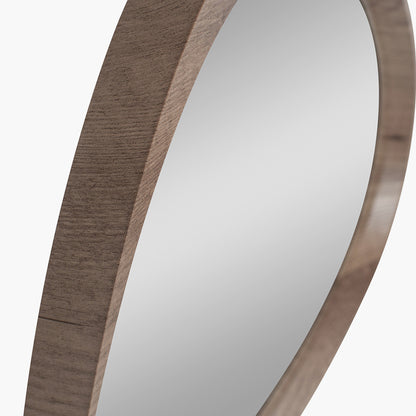 Natural Wood Veneer Curved Wall Mirror – Modern Minimalist Home Décor
