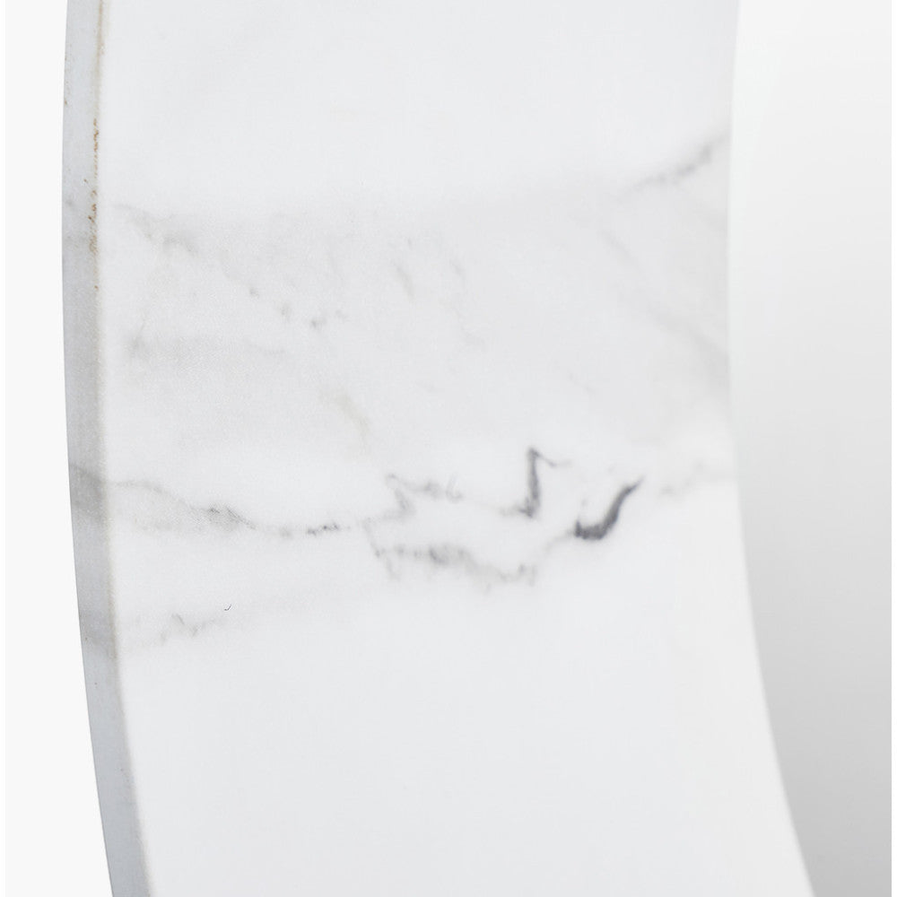 White Marble Effect Round Wall Mirror | Contemporary Wall Mirror