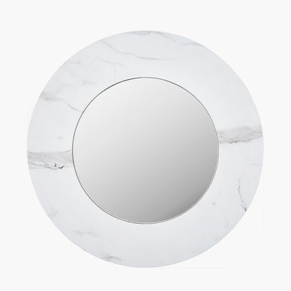 White Marble Effect Round Wall Mirror | Contemporary Wall Mirror