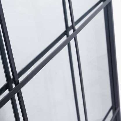 Dark Grey Metal 12 Section Floor Mirror – 200cm Industrial Window Style Leaner Mirror