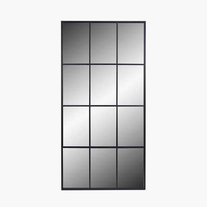 Dark Grey Metal 12 Section Floor Mirror – 200cm Industrial Window Style Leaner Mirror