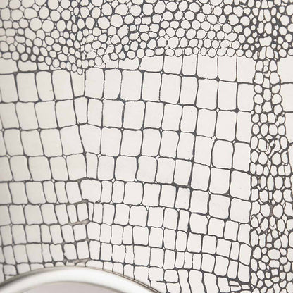 Antique Silver Metal Round Wall Mirror – Statement Croc Effect Design
