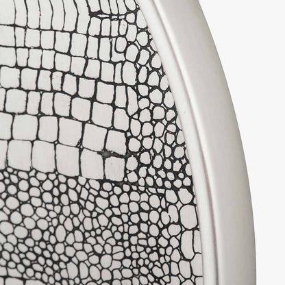 Antique Silver Metal Round Wall Mirror – Statement Croc Effect Design