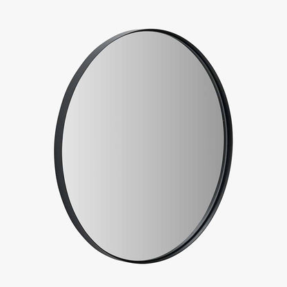 Black Metal Slim Frame Round Wall Mirror Medium – Modern Statement Design