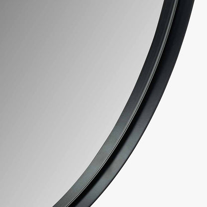 Black Metal Slim Frame Round Wall Mirror Medium – Modern Statement Design