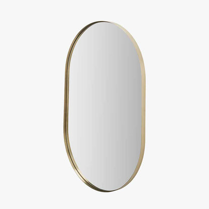 Brushed Gold Oval Wall Mirror – Slim Frame, Modern Minimalist Design