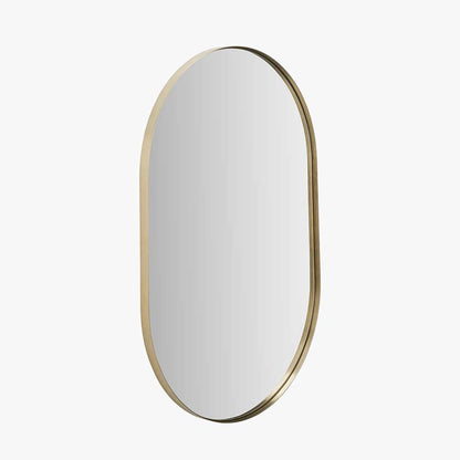Brushed Gold Oval Wall Mirror – Slim Frame, Modern Minimalist Design