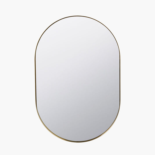 Brushed Gold Oval Wall Mirror – Slim Frame, Modern Minimalist Design