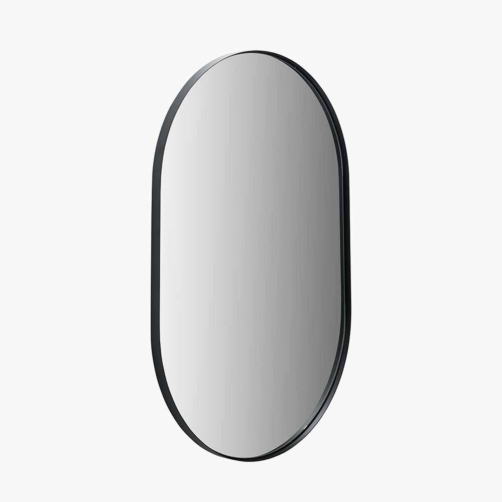 Black Oval Wall Mirror – Slim Metal Frame, Modern Minimalist Design