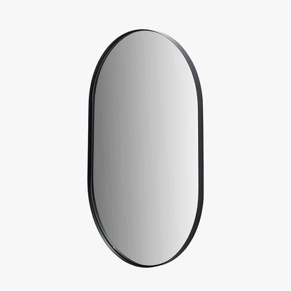 Black Oval Wall Mirror – Slim Metal Frame, Modern Minimalist Design