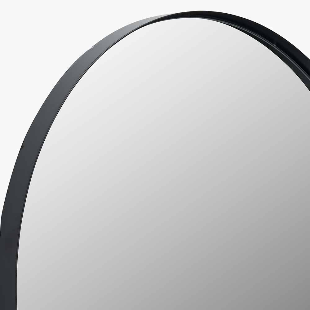 Black Oval Wall Mirror – Slim Metal Frame, Modern Minimalist Design