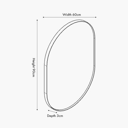 Black Oval Wall Mirror – Slim Metal Frame, Modern Minimalist Design