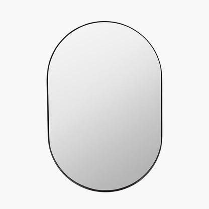 Black Oval Wall Mirror – Slim Metal Frame, Modern Minimalist Design