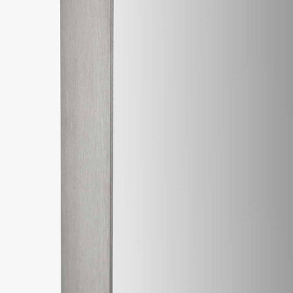 Brushed Silver Oval Wall Mirror – Slim Frame, Modern Minimalist Design
