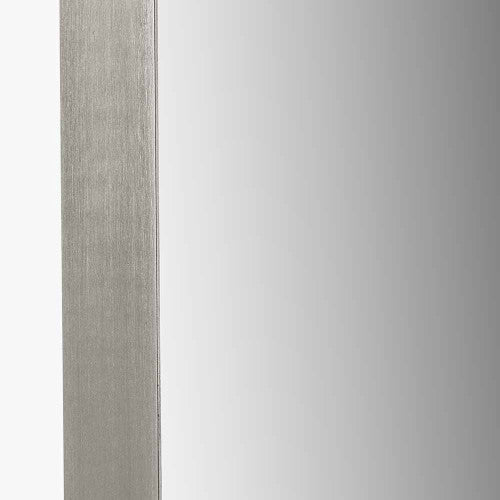 Brushed Silver Metal Slim Frame Arch Floor Mirror. Dimensions W70xD3xH200cm. This full-length mirror makes a bold statement, its arched shape and slim brushed silver frame blend contemporary style with classic charm. Shop online today at www.nobleandnook.co.uk