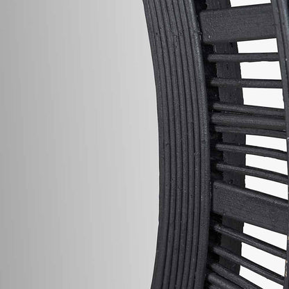 Black Bamboo Frame Round Wall Mirror | Scandi Wall Mirror UK