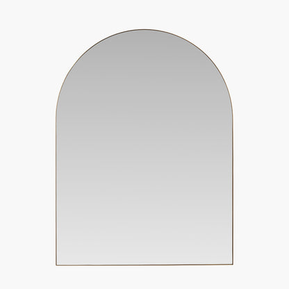 Brushed Gold Tall Arch Wall Mirror – Slim Frame, Modern Minimalist Design