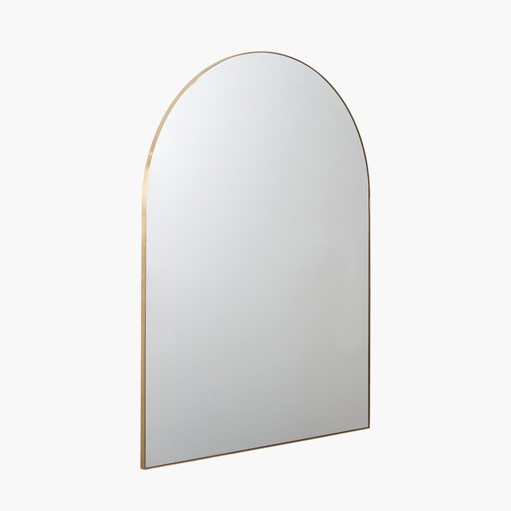 Brushed Gold Tall Arch Wall Mirror – Slim Frame, Modern Minimalist Design