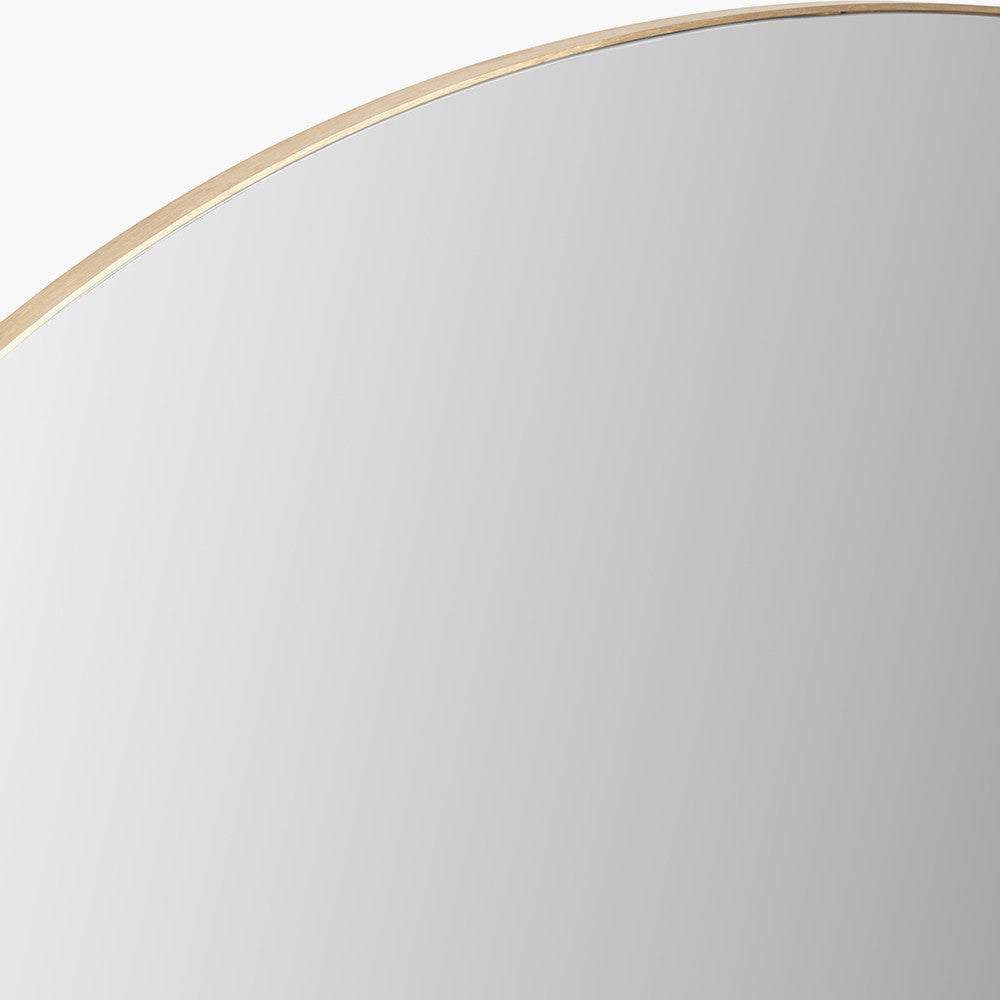 Brushed Gold Tall Arch Wall Mirror – Slim Frame, Modern Minimalist Design