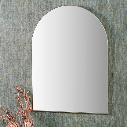 Brushed Gold Tall Arch Wall Mirror – Slim Frame, Modern Minimalist Design