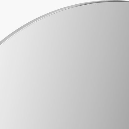 Brushed Silver Tall Arch Wall Mirror – Slim Metal Frame, Modern Industrial Design