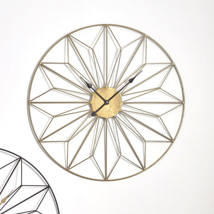 Antique Gold Metal Geometric Round Wall Clock