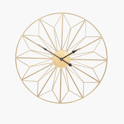 Antique Gold Metal Geometric Round Wall Clock
