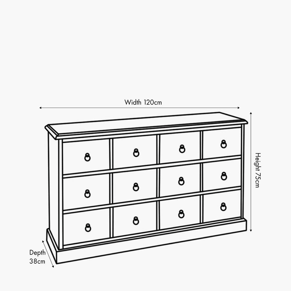 Loft Blue Multicoloured Pine Wood 12 Drawer Unit