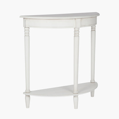 Heritage Elizabeth White Pine Wood Half Moon Console Table