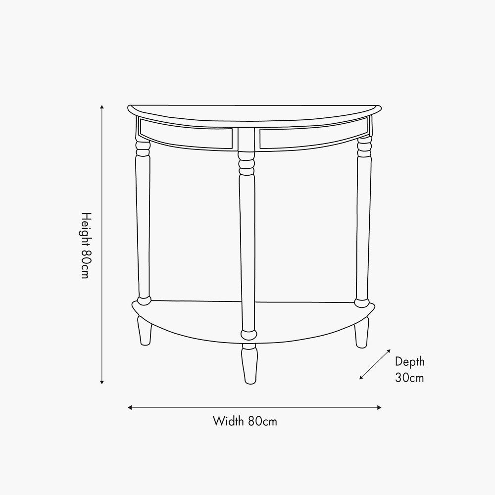 Heritage Olive Pine Wood Half Moon Console Table