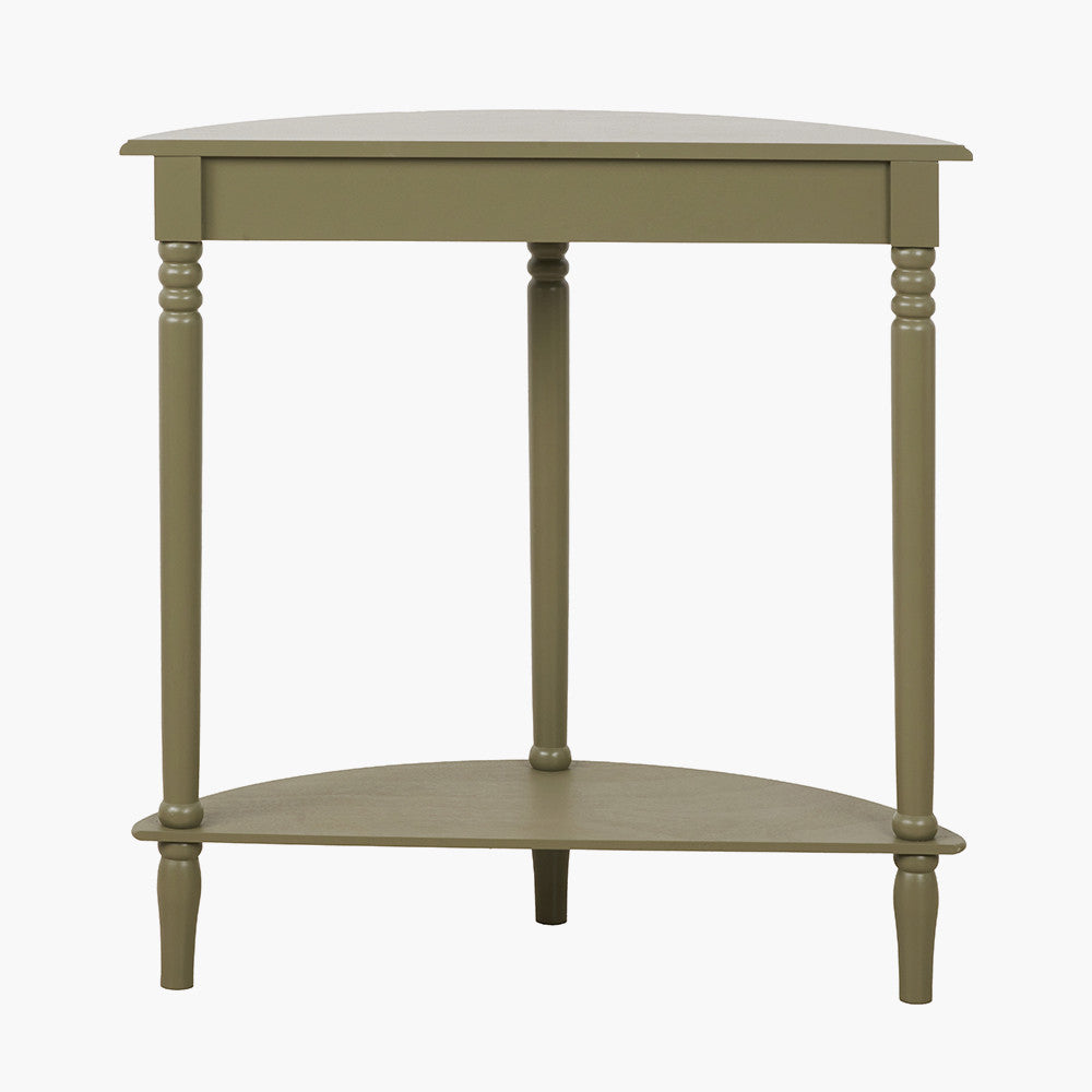Heritage Olive Pine Wood Half Moon Console Table
