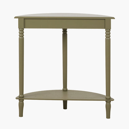 Heritage Olive Pine Wood Half Moon Console Table