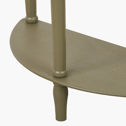 Heritage Olive Pine Wood Half Moon Console Table