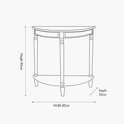 Heritage Putty Pine Wood Half Moon Console Table