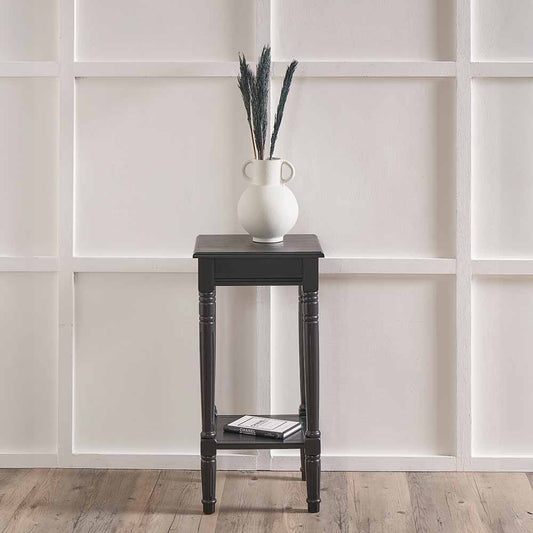 Heritage Black Pine Wood Accent Table