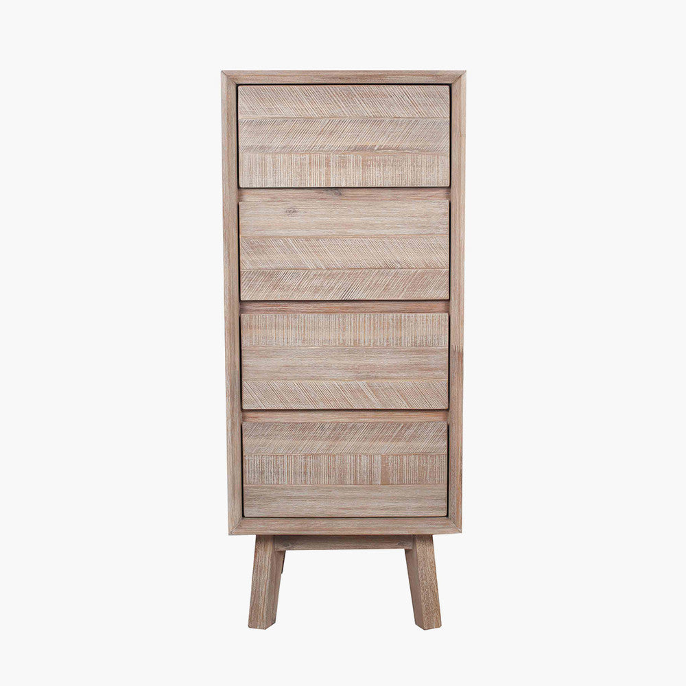 Kalmar Sand Wash Acacia Wood 4 Drawer Tall Unit