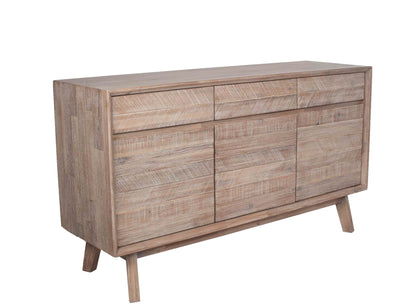 Kalmar Sand Wash Acacia Wood 3 Drawer 3 Door Sideboard