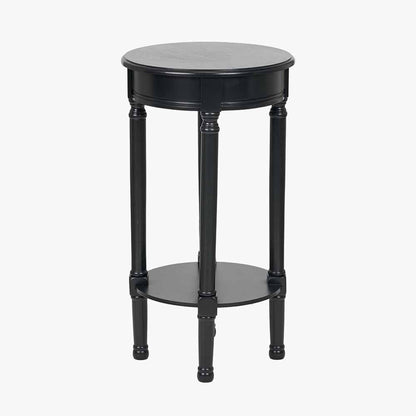 Heritage Black Pine Wood Round Accent Table